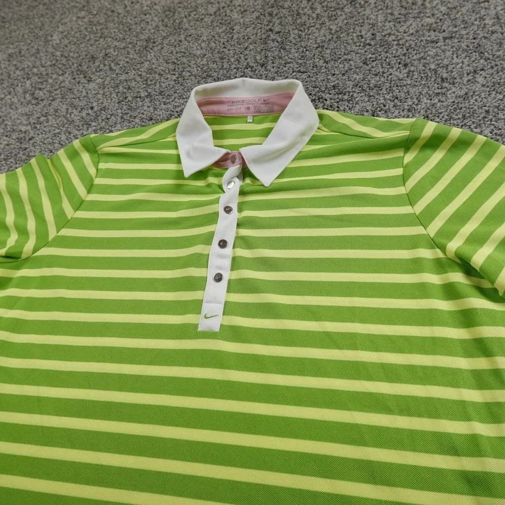 Nike Polo Shirt Womens L Green Drifit Center Swoosh Golf Lightweight Performance